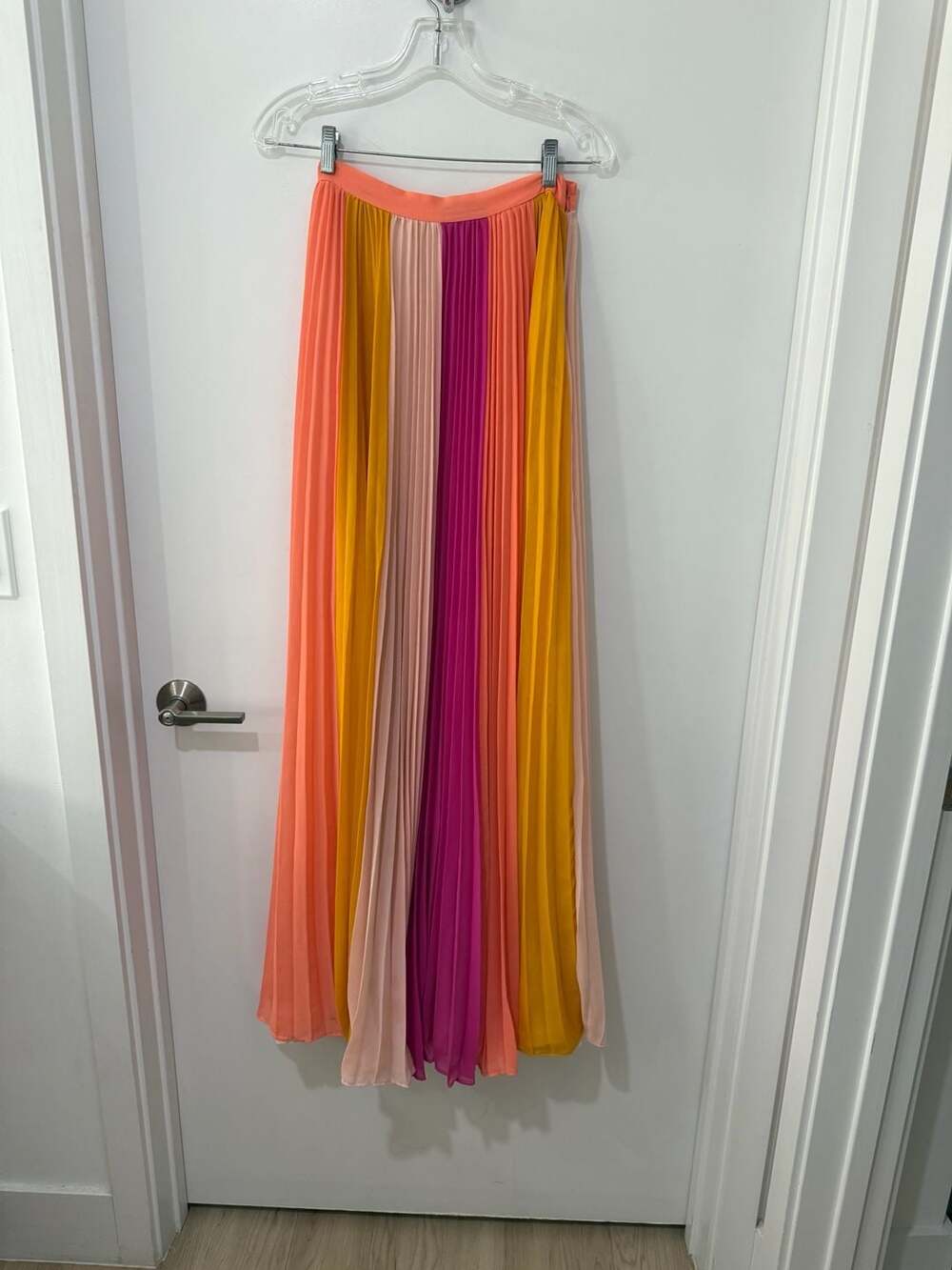 AMUR Multicolored Pleated Colorblock Maxi Skirt